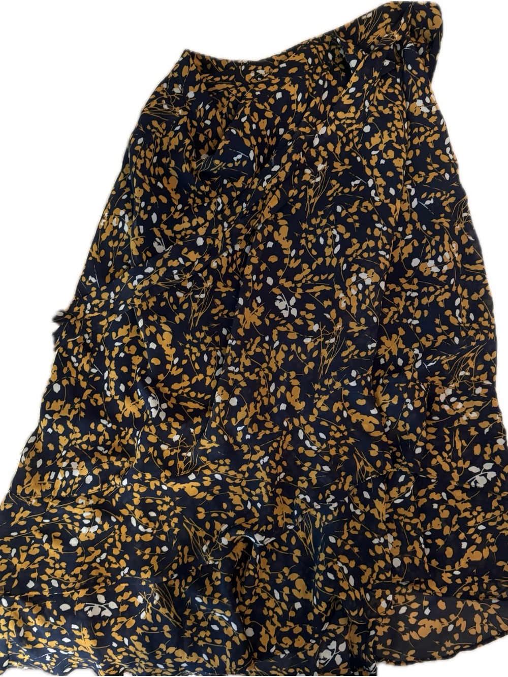 Skies Are Blue Navy Maxi Skirt with Mustard Floral Print